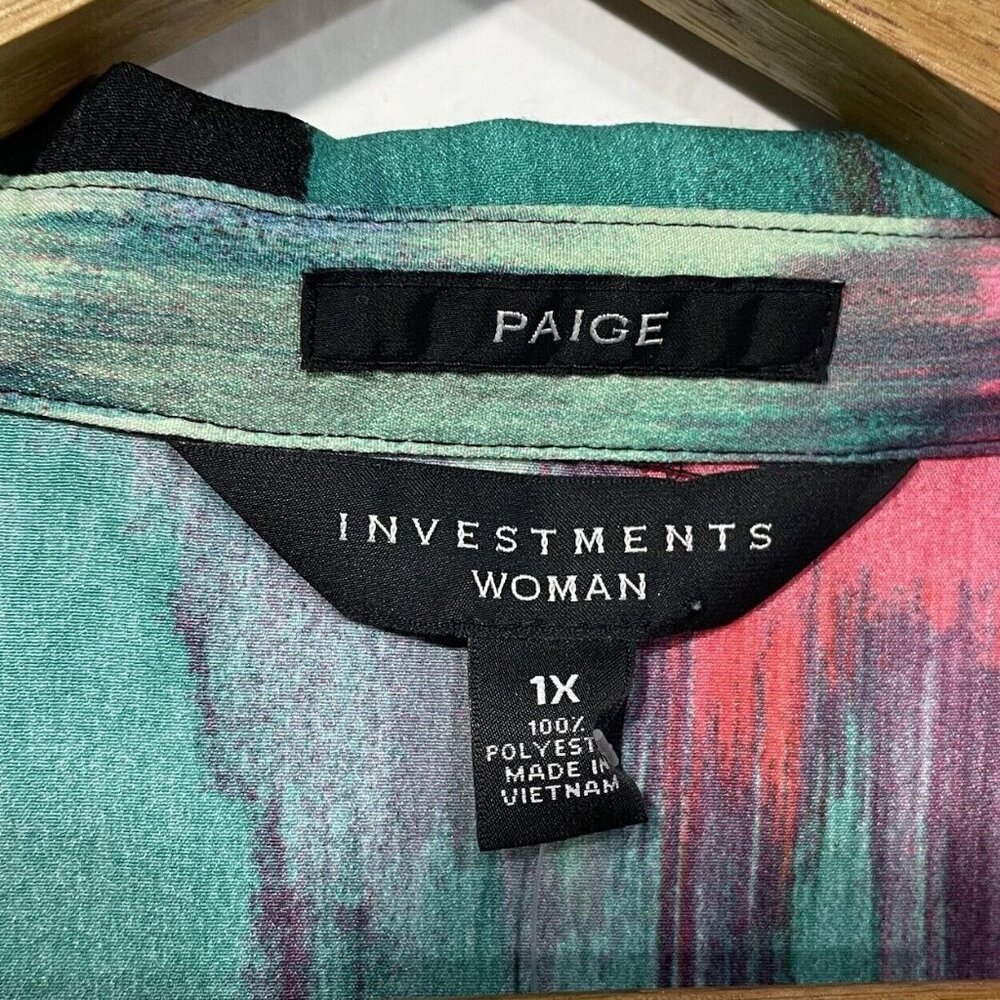 Investments Womens 1X Paige Everyday Popover Watercolor Blouse NWT Office Artsy - Picture 9 of 11